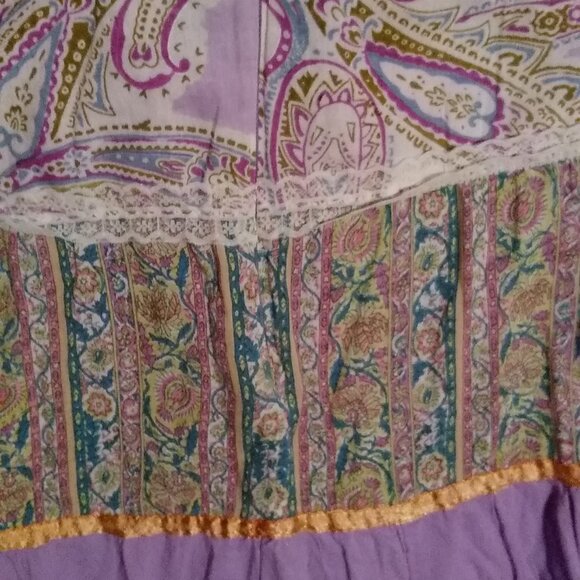 Live A Little Maxi Skirt Women's Size 16 Purple Floral VTG, Lined, Retro, - Picture 9 of 11